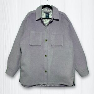 GAP Recycled Wool Blend Shacket Purple‎ Button Front Jacket Women's XL Tall